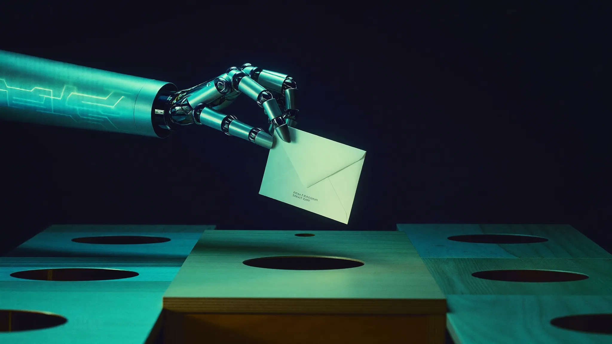 Mano robotica che consegna un'email: AI e outbound integrati nel reparto vendite